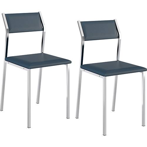 Tamanhos, Medidas e Dimensões do produto Kit com 2 Cadeiras Sofia Cromada Napa Azul Noturno - Carraro