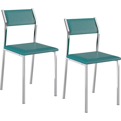 Tamanhos, Medidas e Dimensões do produto Kit com 2 Cadeiras Sofia Cromada Napa Turquesa - Carraro
