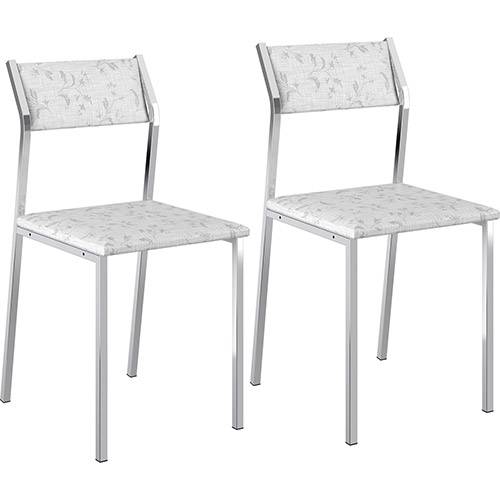 Tamanhos, Medidas e Dimensões do produto Kit com 2 Cadeiras Sofia Cromada Tecido Fantasia Branco - Carraro