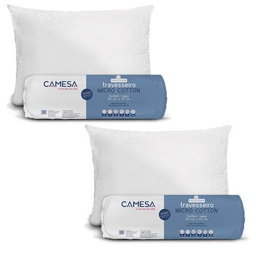 Tamanhos, Medidas e Dimensões do produto Kit com 2 Travesseiros Camesa Micro Cotton Antialérgico e Anti Ácaro 50x70cm