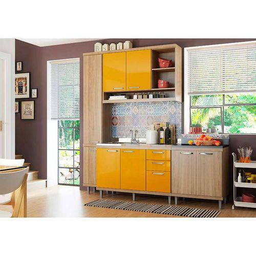 Tamanhos, Medidas e Dimensões do produto Kit Cozinha 4 Módulos 5812-s7 - Sicília - Multimóveis - Argila / Amarelo