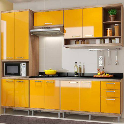Tamanhos, Medidas e Dimensões do produto Kit Cozinha Sicília C/ Tampo 5809-s5t - Multimóveis - Argila / Amarelo