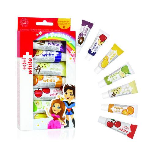 Tamanhos, Medidas e Dimensões do produto Kit Creme Dental Fruchtli Kids Edel White 7 Sabores