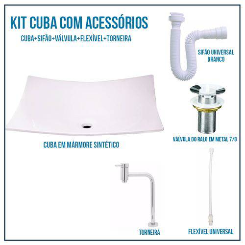 Tamanhos, Medidas e Dimensões do produto Kit Cuba Pia para Banheiro Croy Oval 40x30 Cm + Válvula 7/8 + Torneira Soft 1/4 + Sifão + Flexível