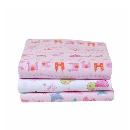 Tamanhos, Medidas e Dimensões do produto Kit Cueiro 80cm X 60cm Estampado Karinho Feminino 100% Algodão com 03 Unidades