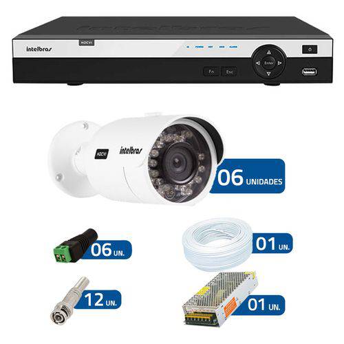 Tamanhos, Medidas e Dimensões do produto Kit de Câmeras de Segurança - Dvr Intelbras 8 Ch Tribrido Hdcvi Full Hd + 6 Câmeras Infra Vhd 3230 -