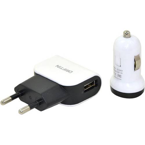 Tamanhos, Medidas e Dimensões do produto Kit de Carregadores 3 em 1 com Cabo Micro USB Branco e Preto - Driftin