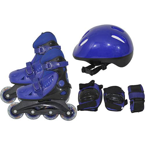 Tamanhos, Medidas e Dimensões do produto Kit de Patins Radical Rollers Completo Azul - Bel Sports