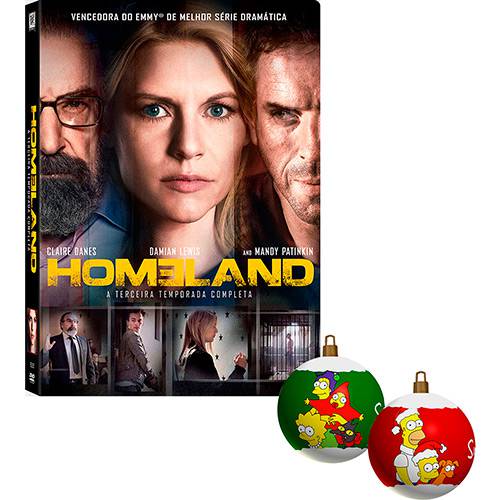 Tamanhos, Medidas e Dimensões do produto Kit DVD Homeland: 3ª Temporada Completa + Bola de Natal Personalizada Simpsons (2 Unidades)