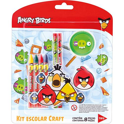 Tamanhos, Medidas e Dimensões do produto Kit Escolar Craft Angry Birds 8 Peças - Tris