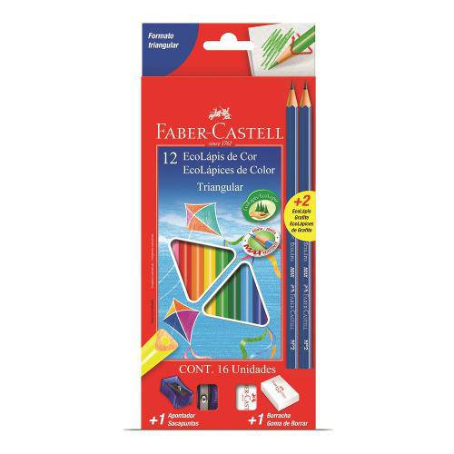 Tamanhos, Medidas e Dimensões do produto Kit Escolar Faber Castell Lápis de Cor Triangular 12 Cores