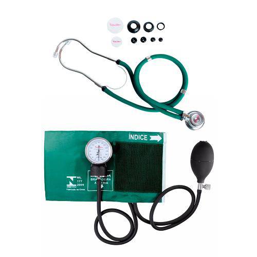 Tamanhos, Medidas e Dimensões do produto Kit Esfigmomanômetro + Estetoscópio Rappaport Verde G-Tech