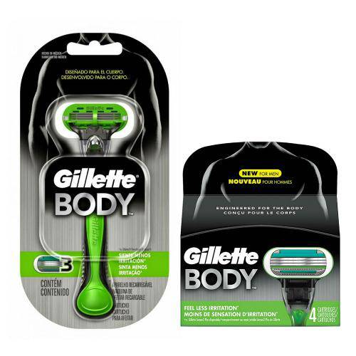 Tamanhos, Medidas e Dimensões do produto Kit Gillette Body Aparelho Barbeador 1 Unidade + Carga 4 Unidades