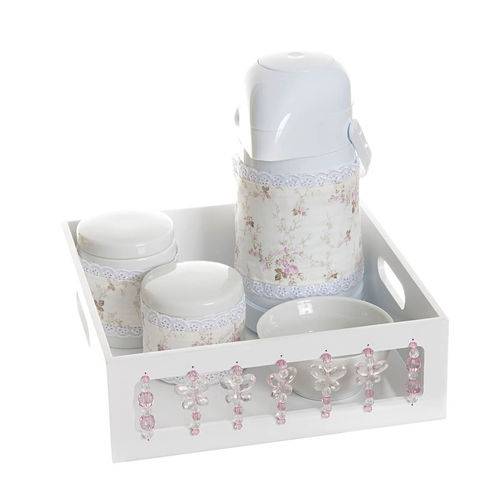 Tamanhos, Medidas e Dimensões do produto Kit Higiene com Porcelanas e Capa Borboleta Rosa Quarto Bebê Menina