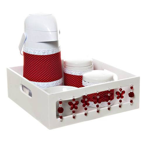 Tamanhos, Medidas e Dimensões do produto Kit Higiene com Porcelanas e Capa Borboleta Vermelha Quarto Bebê Menina