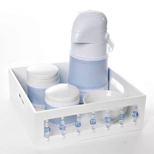 Tamanhos, Medidas e Dimensões do produto Kit Higiene com Porcelanas e Capa Pedra Azul Quarto Bebê Menino
