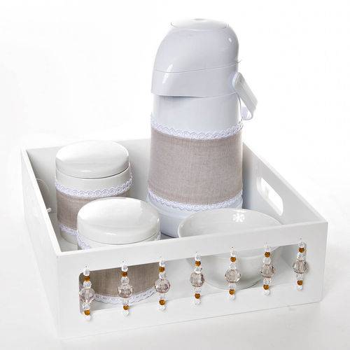 Tamanhos, Medidas e Dimensões do produto Kit Higiene com Porcelanas e Capa Pedra Bege Quarto Bebê Menina Menino