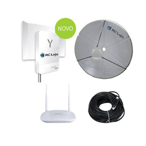 Tamanhos, Medidas e Dimensões do produto Kit Internet Amplimax Elsys Antena 60dbi C/ Roteador Wi-Fi
