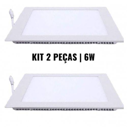 Tamanhos, Medidas e Dimensões do produto Kit 2 Luminárias Plafon 6W LED Painel Embutir QUADRADO Branco Frio Bivolt - BRIWAX