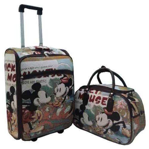 Tamanhos, Medidas e Dimensões do produto Kit Mala de Viagem Quadrada Personalizada Mickey & Minnie C/ Rodinhas e 01 Bolsa Média