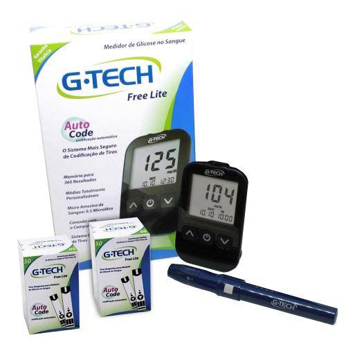 Tamanhos, Medidas e Dimensões do produto Kit Medidor de Glicose G-Tech Free Lite C/ 100 Tiras