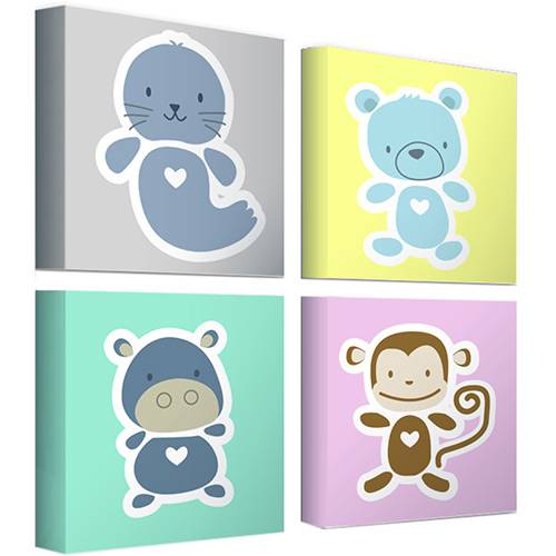 Tamanhos, Medidas e Dimensões do produto Kit Mini Quadros Animals Baby (20x20x18cm) - Haus For Fun