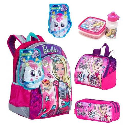 Tamanhos, Medidas e Dimensões do produto Kit Mochila Barbie Aventura Costas Tam G Lancheira e Estojo