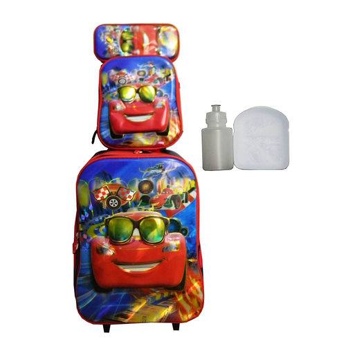 Tamanhos, Medidas e Dimensões do produto Kit Mochila Carros Infantil Rodinhas Masculina Escolar