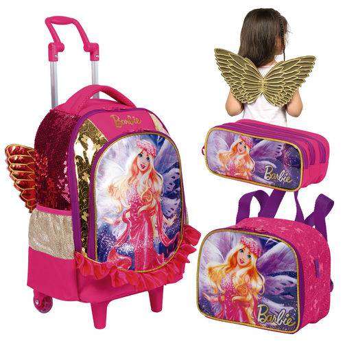 Tamanhos, Medidas e Dimensões do produto Kit Mochila Infantil Barbie Dreamtopia Lancheira Estojo Sestini
