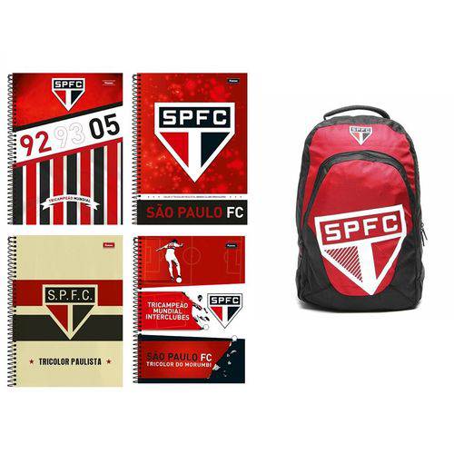 Tamanhos, Medidas e Dimensões do produto Kit Mochila SPFC + 4 Cadernos São Paulo FC 96 Folhas - Foroni