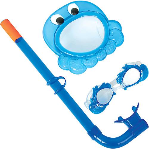 Tamanhos, Medidas e Dimensões do produto Kit Natação Infantil Snorkel + Óculos + Máscara Azul - Bestway