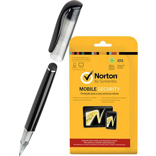 Tamanhos, Medidas e Dimensões do produto Kit:Norton Mobile Security 2014 - 1 Usuário + Caneta para Tablets - Kensington Stylus Virtuoso Metro