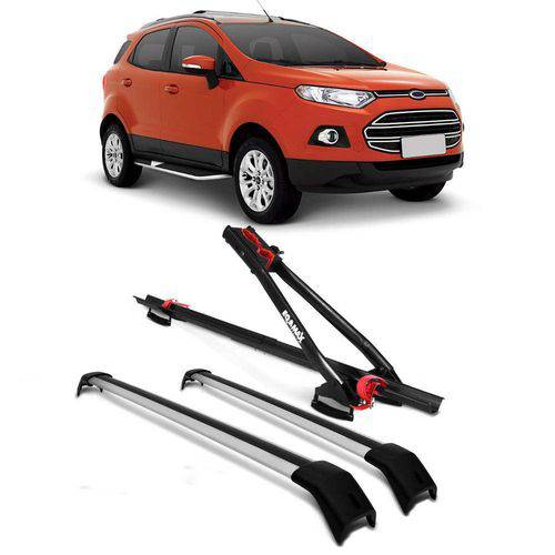 Tamanhos, Medidas e Dimensões do produto Kit Par Rack de Teto Travessa Ecosport 13 a 15 Prata + Transbike Eqmax Velox Preto 1 Bike