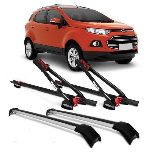 Tamanhos, Medidas e Dimensões do produto Kit Rack Teto Ecosport 13 a 15 Prata + 2 Transbikes Eqmax Velox Preto 1 Bike Cada