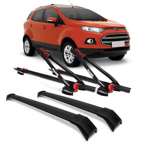 Tamanhos, Medidas e Dimensões do produto Kit Rack Teto Ecosport 13 a 15 Preta + 2 Transbikes Eqmax Velox Preto 1 Bike Cada