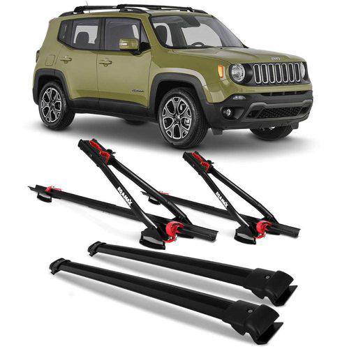 Tamanhos, Medidas e Dimensões do produto Kit Rack Teto Jeep Renegade 15 16 Preto + 2 Transbikes Eqmax Velox Preto 1 Bike Cada