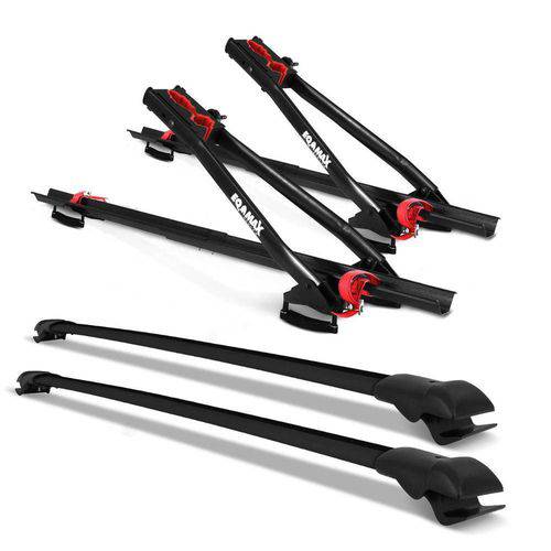 Tamanhos, Medidas e Dimensões do produto Kit Rack Teto Universal Preta + 2 Transbikes Eqmax Velox Preto 1 Bike Cada