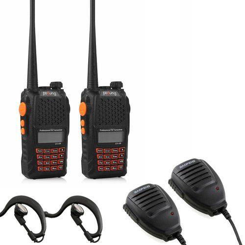 Tamanhos, Medidas e Dimensões do produto Kit Rádio Comunicador Uv-6R Walkie Talkie + 2 Microfones Ptt + Fones de Ouvido