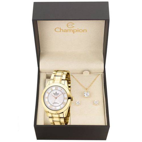 Tamanhos, Medidas e Dimensões do produto Kit Relógio Champion Dourado Feminino Ch24544w