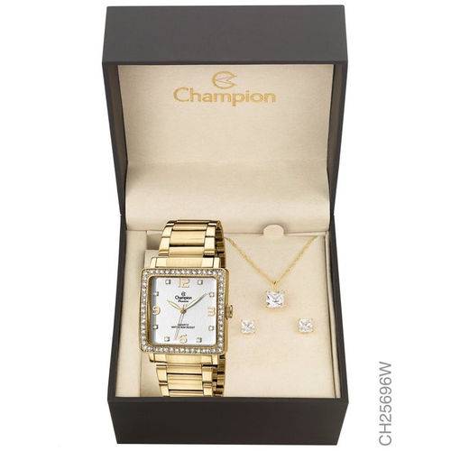 Tamanhos, Medidas e Dimensões do produto Kit Relógio Champion Dourado Feminino Ch25696w