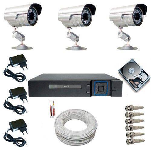Tamanhos, Medidas e Dimensões do produto Kit Sistema de Monitoramento Completo 3 Câmeras Segurança Infravermelho HD 250 GB
