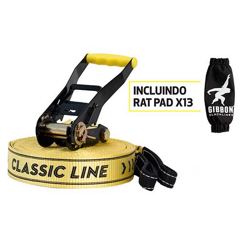 Tamanhos, Medidas e Dimensões do produto Kit Slackline Gibbon Classic Line 25 Metros Amarelo