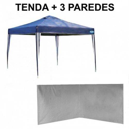 Tamanhos, Medidas e Dimensões do produto Kit Tenda Gazebo Azul Base e Topo 3x3 M + 3 Paredes Brancas Sem Janelas