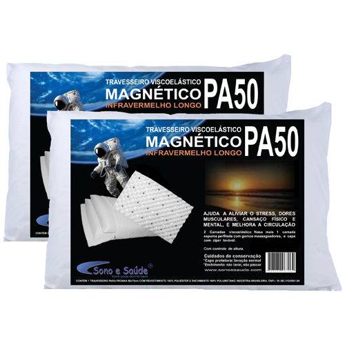Tamanhos, Medidas e Dimensões do produto Kit 2 Travesseiros Magnético Nasa Camadas Capa com Zíper Pa50