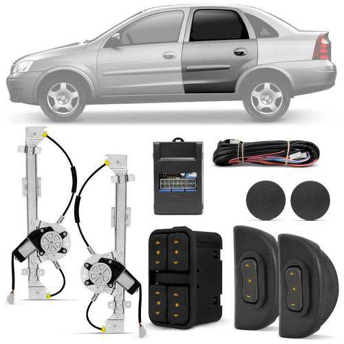 Tamanhos, Medidas e Dimensões do produto Kit Vidro Elétrico Sensorizado Corsa Hatch Sedan 03 a 12 4 Portas Somente Traseiras
