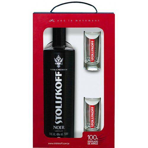 Tamanhos, Medidas e Dimensões do produto Kit Vodka Premium Noir + 2 Copos - Stoliskoff
