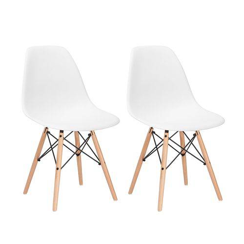 Tamanhos, Medidas e Dimensões do produto Kit - 2 X Cadeiras Charles Eames Eiffel DSW - Branco - Madeira Clara