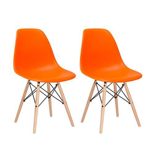 Tamanhos, Medidas e Dimensões do produto Kit - 2 X Cadeiras Charles Eames Eiffel DSW - Laranja - Madeira Clara