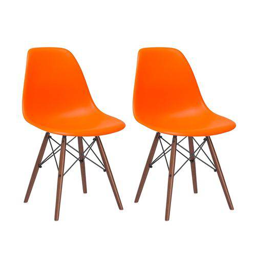 Tamanhos, Medidas e Dimensões do produto Kit - 2 X Cadeiras Charles Eames Eiffel DSW - Laranja - Madeira Escura
