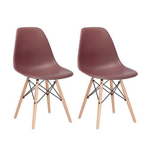 Tamanhos, Medidas e Dimensões do produto Kit - 2 X Cadeiras Charles Eames Eiffel DSW - Marrom - Madeira Clara